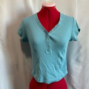 NOBO Aqua Short Sleeve V-Neck Top LL153